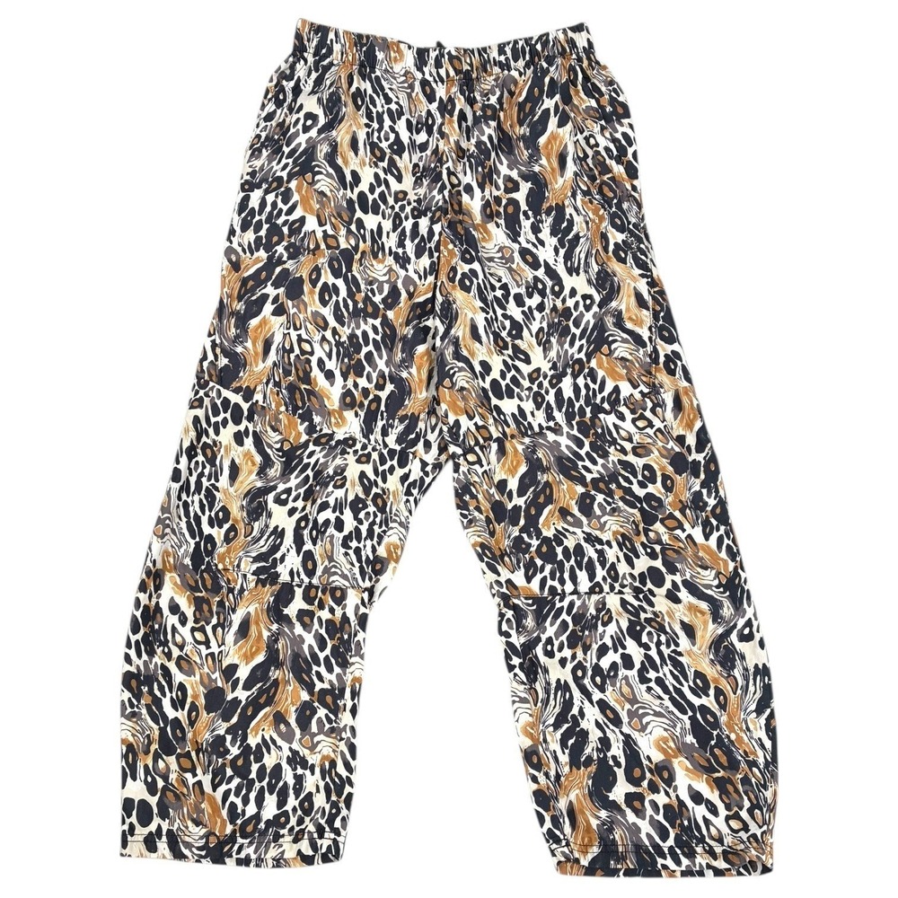 FP Movement Leopard Print Cropped Jogger Pants Womens Size M‎ Elastic Waist